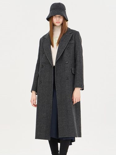 Herringbone Tailored Double Long Wool-Cashmere Coat (SACT40461MG) - Sisley - Modalova