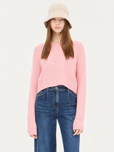 Cashmere Blend Cropped Textural Knit Sweater [Pink] (SAKP49461PK) - Sisley - Modalova