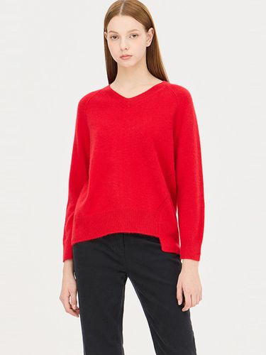 Fur Blend Unbalanced V-neck Knit [Red] (SAKP35461RD) - Sisley - Modalova