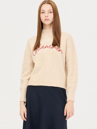 Alpaca Blend Embroidered Half High-Neck Pullover (SAKP65461BE) - Sisley - Modalova