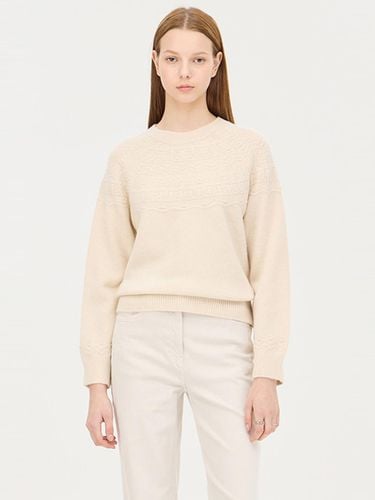 Wool Cashmere Nordic Pattern Raglan Round Neck Sweater (SAKP45461CR) - Sisley - Modalova