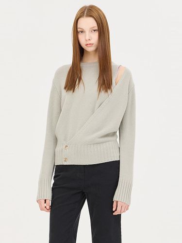 Wool Diagonal Wrap Round Neck Pullover Knit (SAKP44461LG) - Sisley - Modalova