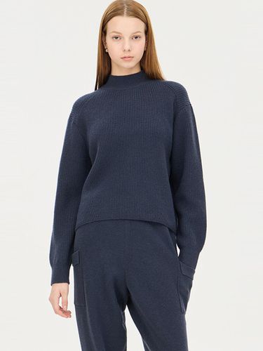 Wool Cashmere Blend Mock Neck Regular Fit Knit (SAKP63461DN) - Sisley - Modalova