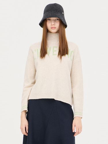 Alpaca Blend Metal Lettering High Neck Knit (SAKP68461BE) - Sisley - Modalova