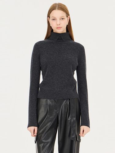 Cashmere High Neck Slit Knit (SAKP43461CG) - Sisley - Modalova