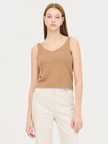 Fur Blend Beading Sleeveless Knit Top (SAKP54461CA) - Sisley - Modalova