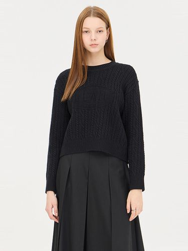 Yak Wool Blend Cable Knit Boxy Cropped Pullover (SAKP66461BK) - Sisley - Modalova