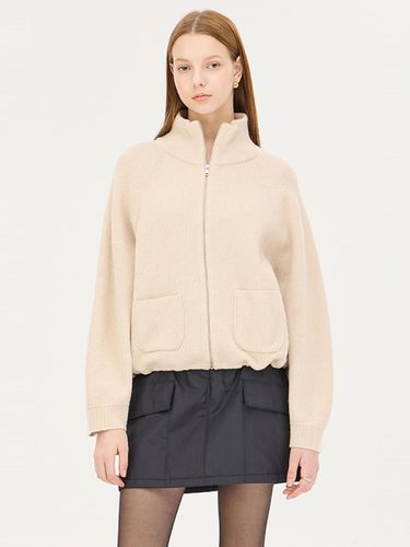 Quilted Contrast Ribbed Wool-Cashmere Zip-up Cardigan (SAKC33461BE) - Sisley - Modalova