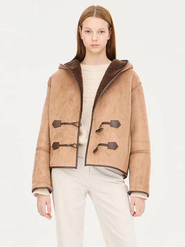 Reversible Hooded Faux Mouton Suede Jacket (36461BR) - Sisley - Modalova