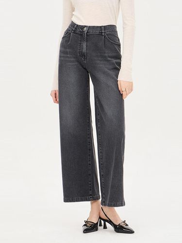 One-pleat Washed Wide-leg Cotton-blend Pants (SADP38461GR) - Sisley - Modalova