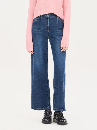 One-pleat Washed Wide-leg Elastic Denim Pants (SADP38461BL) - Sisley - Modalova