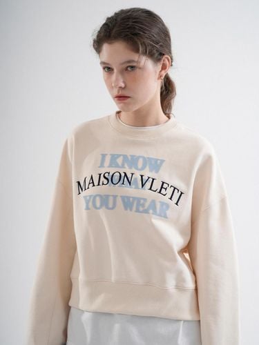 Logo Embroidery Round Crop Sweatshirt [Cream] - VLETI - Modalova