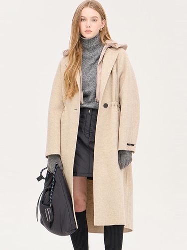 Herringbone Detachable Hood Wool-Cashmere Long Coat (SACT42461OT) - Sisley - Modalova