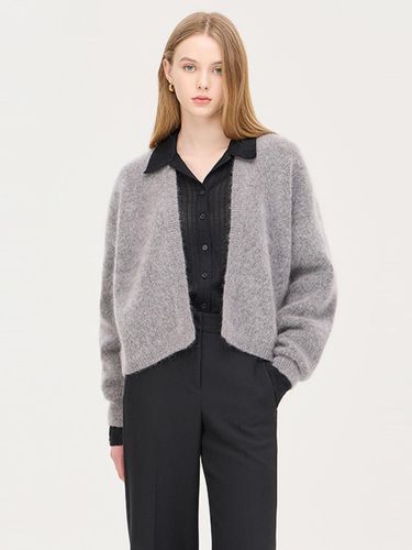 Mohair Blend Shawl Drop Shoulder Cardigan (SAKC35461GR) - Sisley - Modalova