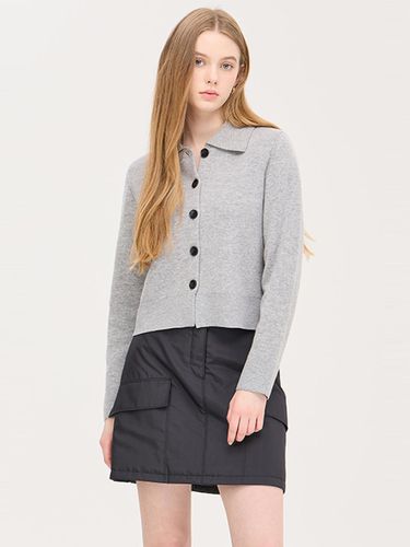 Stand Collar Wool Blend Cardigan (SAKC38461GR) - Sisley - Modalova