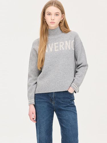 Alpaca Blend Metal Lettering High Neck Knit (SAKP68461GR) - Sisley - Modalova