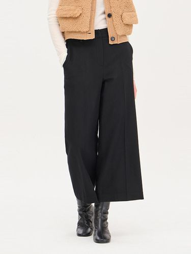 Wool Blend Pleated Ankle Wide Pants (SAPT44461BK) - Sisley - Modalova