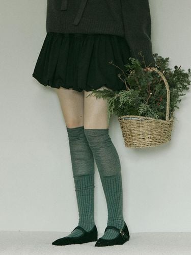 Wool Balloon Shirring Mini Skirt [] - ADAUL - Modalova