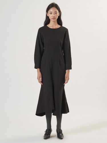 Mermaid Winter Wool-Cotton Blend Dress [Black] - MOMET - Modalova