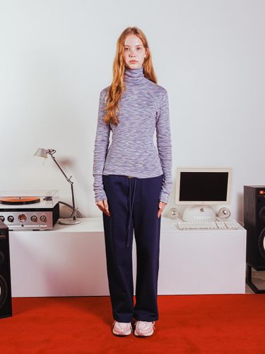 Wide Leg Cotton-Polyester Sweatpants [NAVY] - ofcoursewhynot - Modalova