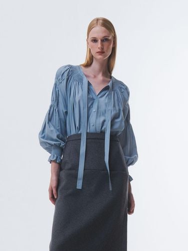 Shirring Smocking Tie Front Blouse [] - Emin & Paul - Modalova