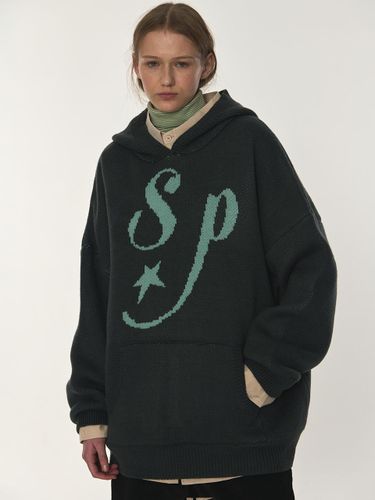 Casual Graphic Overfit Soft Hooded Knit T-shirt [] - SOMEPLACE - Modalova