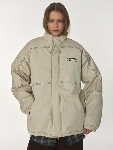 Stitch Line Overfit Half Puffer Jacket [beige] - SOMEPLACE - Modalova