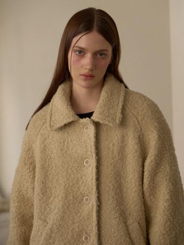 Wool Blend Boucle Half Coat [Beige] - leterie - Modalova