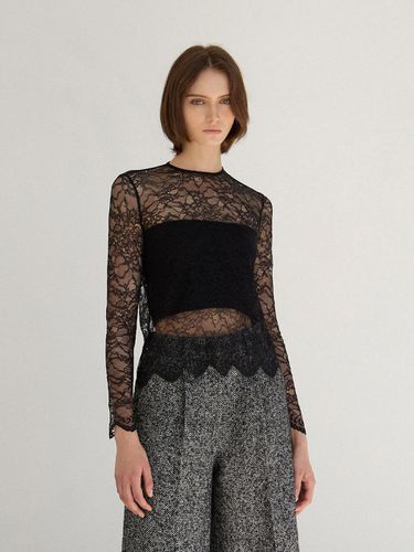 Lace See-through Japanese Floral Blouse [Black] - Mare di mari - Modalova