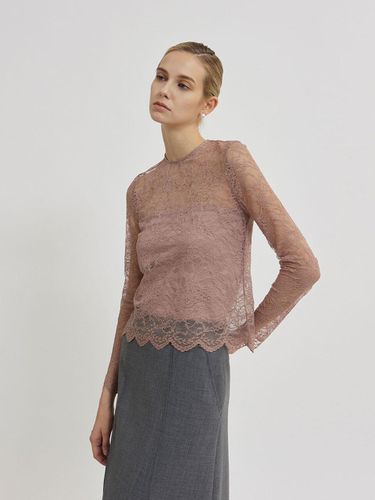 Lace See-through Floral Pattern Blouse [Pink] - Mare di mari - Modalova