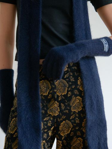 Faux Fur Wool Winter Gloves [Navy] - THINK PLANT - Modalova