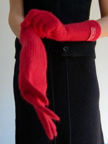 Faux Fur Wool Gloves [Red] - THINK PLANT - Modalova