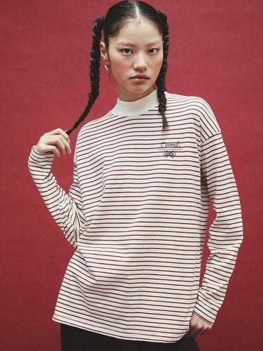 Cotton Stripe Long Sleeve Top [Beige] - Cocancl - Modalova