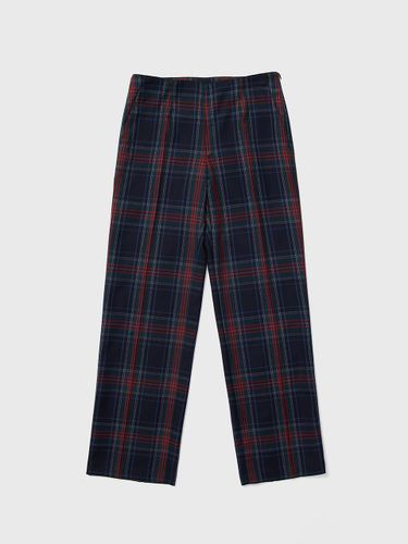 Low Waist Classic Pleated Pants [Navy Check] - REALITY FICTION - Modalova