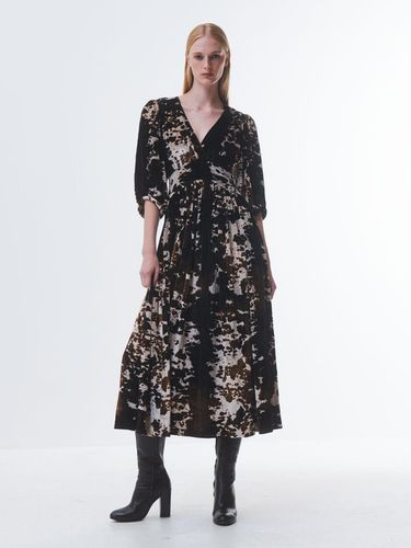 Spotted V-neck Full Length Dress [] - Emin & Paul - Modalova