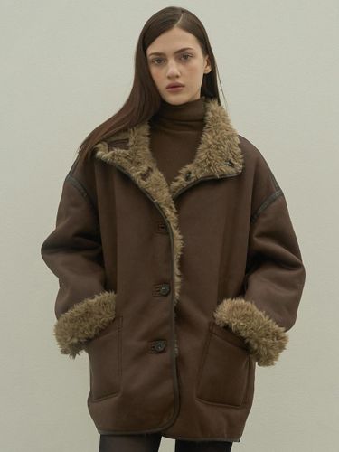 Fur Reversible Leather Half Coat [Brown/] - ELLIOTI - Modalova