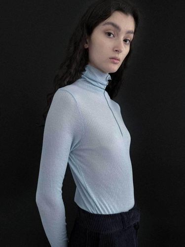 Tencel Wool Slim Fit Long Sleeve Turtleneck - Studio Salt - Modalova