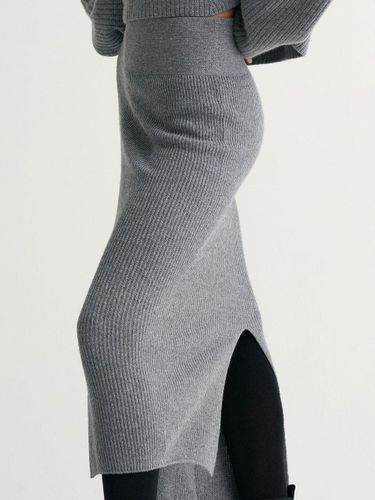 Wool Side Slit Knit Skirt [Gray] - MAGJAY - Modalova