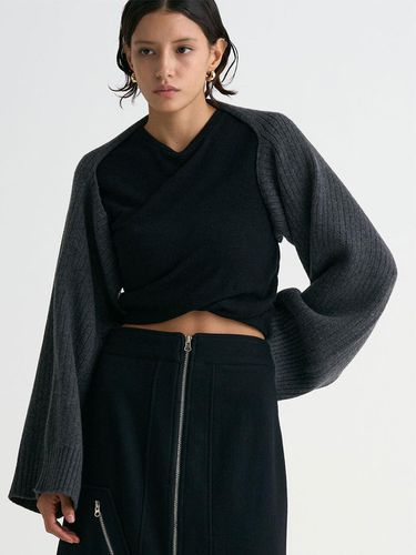 Fine Wool Ribbed Wide-Spaced Muffler [Charcoal] - MAGJAY - Modalova