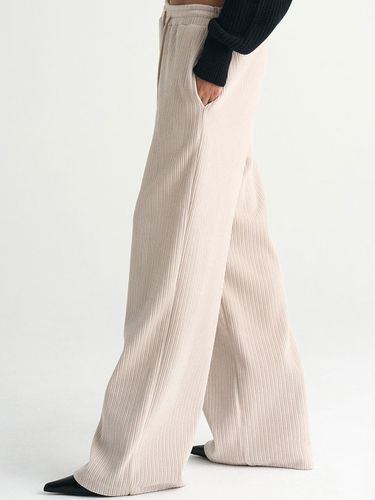 Corduroy Elastic Waist Wide-Leg Pants - MAGJAY - Modalova