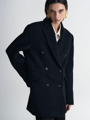 Wool Double-Breasted Half Coat [Black] - MAGJAY - Modalova