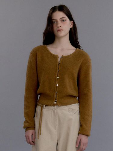 Wool Cashmere Pearl Button Knit Cardigan [Caramel] - LOVE US U - Modalova