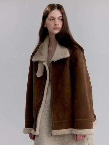 Boxy Wool-blend Detachable Collar Coat [Brown] - LOVE US U - Modalova