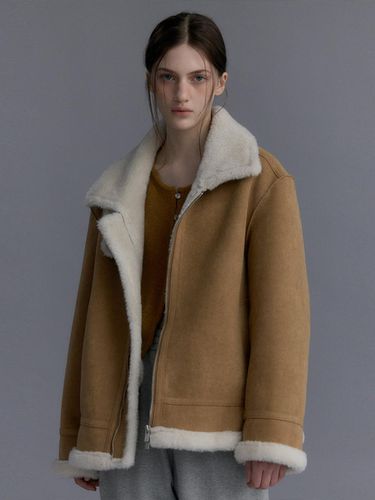 Boxy Warm Detachable Collar Coat [Camel Beige] - LOVE US U - Modalova