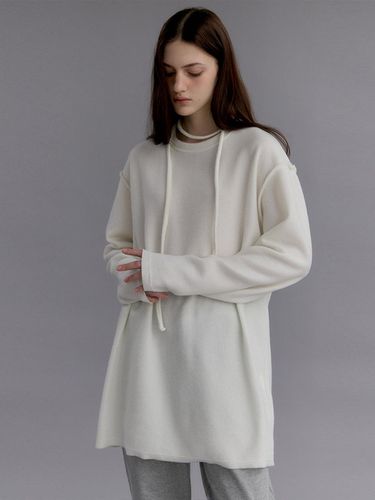 Long Sleeve Knit Gathered Dress [Ivory] - LOVE US U - Modalova