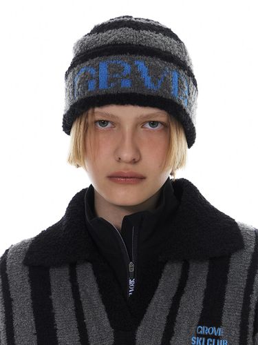 Banding Stripe Wool Blend Beanie [/Grey/Brown] - grove - Modalova