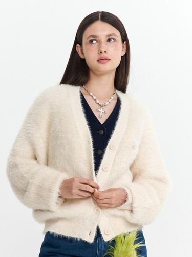 Mohair Loose-fit Boucl Cardigan [Ivory] - KIRSH - Modalova