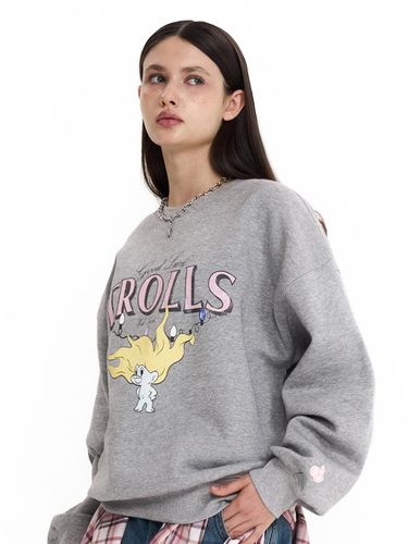 Vintage Graphic Fleece-Lined Cotton-Polyester Sweatshirt [Melange Grey] - KIRSH - Modalova