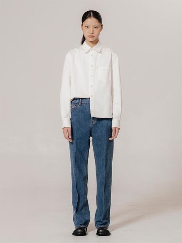 Straight-Leg Premium Cotton Denim Pants [Light Medium Blue] - kiok - Modalova