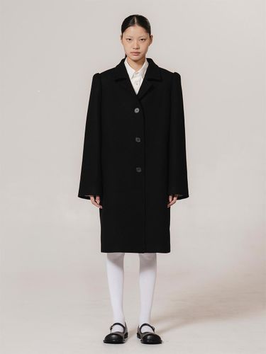 Single-breasted Wool Structured Shoulder Stitch Detailed Coat - kiok - Modalova